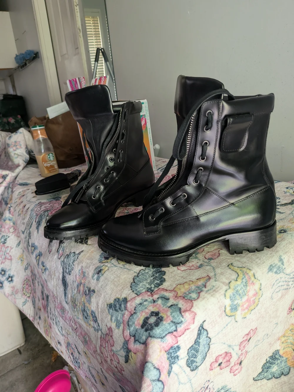 DSQUARED2 Black Leather Army Combat Boots EU43 Stiefel Made In Italy